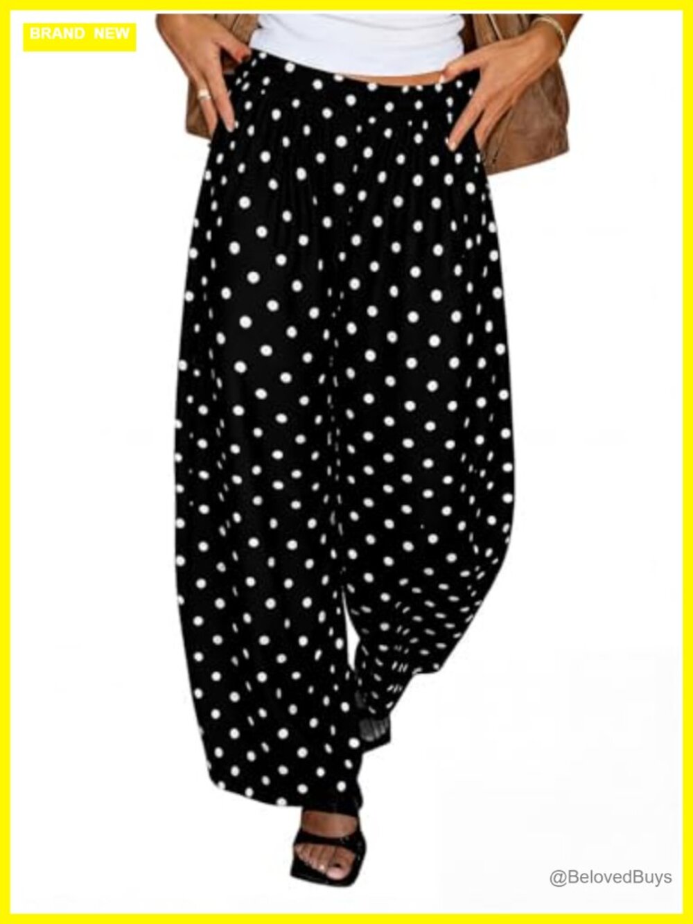 Tankaneo Womens Wide Leg Palazzo Pants Barrel Baggy Trousers with Pockets